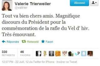 Valérie Trierweiler efface le tweet de la discorde et recommence à tweeter