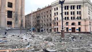 La ville de Kharkiv après des bombardements russes le 1er mars 2022