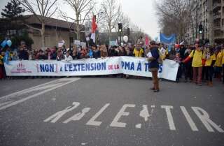 L'Église catholique appelle à manifester contre la PMA pour toutes (photo d'illustration prise lors d'une manifestation à Paris le 13 janvier 2013, contre le mariage pour tous et la PMA)