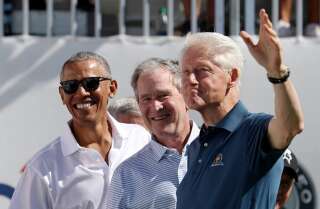 Barack Obama, George W. Bush et Bill Clinton le 28 septembre 2017 dans le New Jersey.