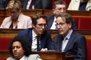 Le président du groupe LREM à l'Assemblée nationale, Gilles Le Gendre et le député Pacome Rupin, le 4 juin.