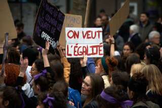 Manifestation contre le sexisme et les inégalités hommes-femmes lors de la journée internationale pour les droits des femmes à Toulouse le 8 mars 2020.