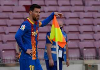 Lionel Messi lors d'un match avec le FC Barcelone, le 8 mai 2021