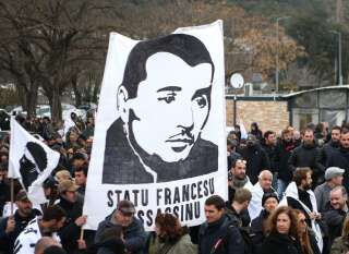 Photo prise le 6 mars 2022, lors d'un rassemblement en soutien à Yvan Colonna à Corte.