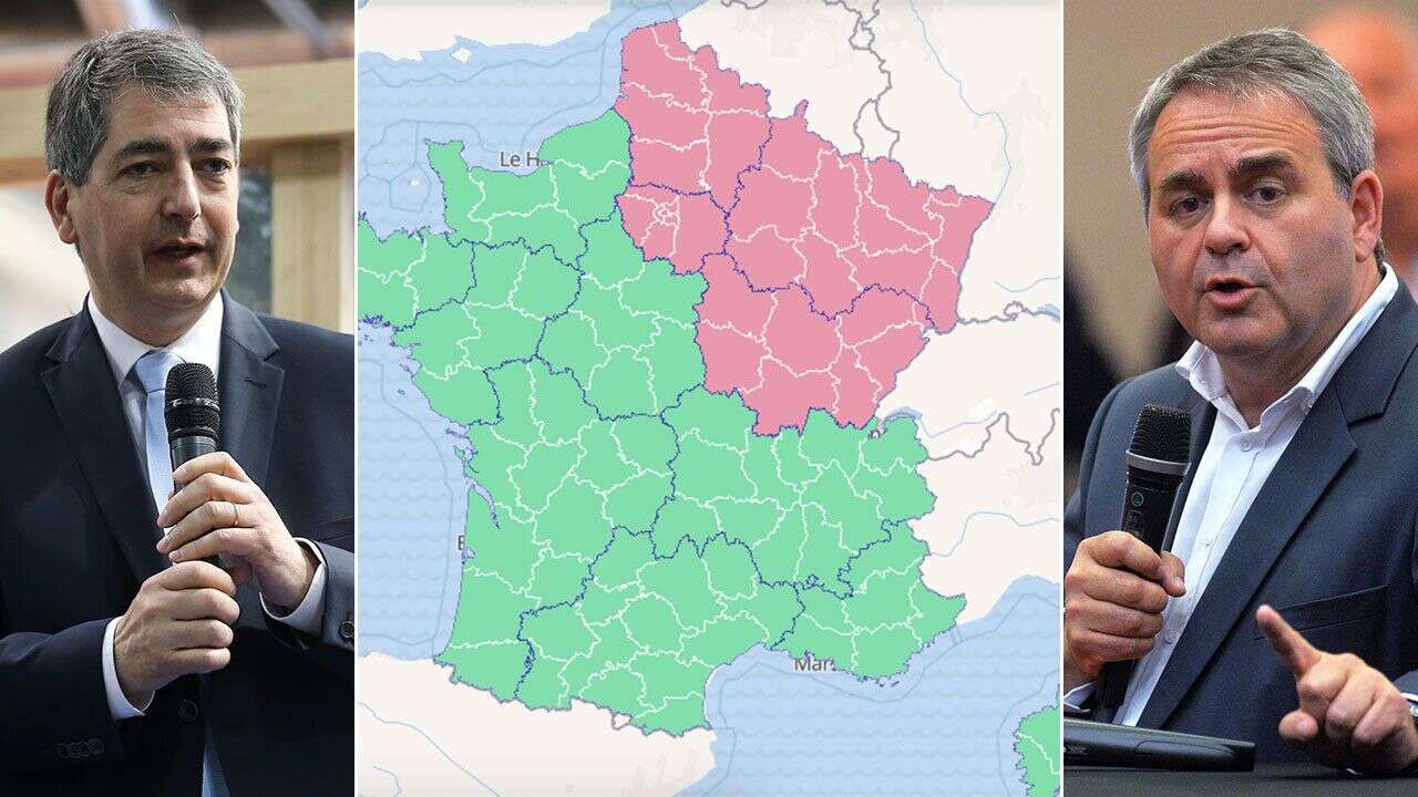 Jean Rottner (à gauche) et Xavier Bertrand ont écrit à Édouard Philippe pour lui demander de faire passer leur région respective (le Grand-Est et les Hauts-de-France) en vert sur la carte d'activité épidémique.