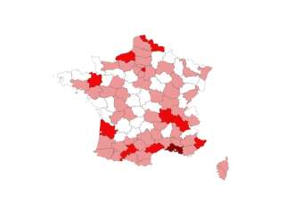 La carte des stades d'alerte en France.