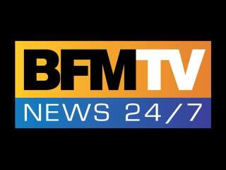 BFMTV logo, French tv news channel, graphic element on black