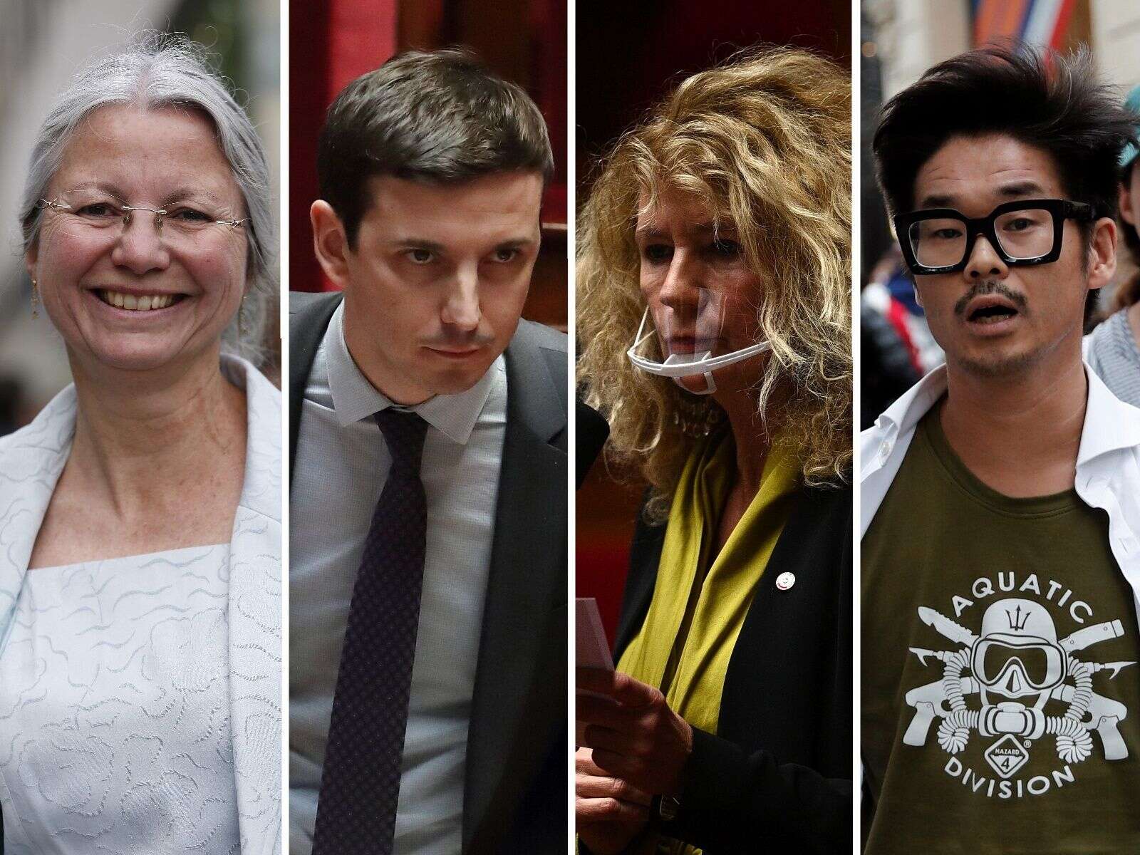 Agnès Thill, Aurélien Taché, Martine Wonner et Joachim Son-Forget (montage AFP-Reuters/Le HuffPost).