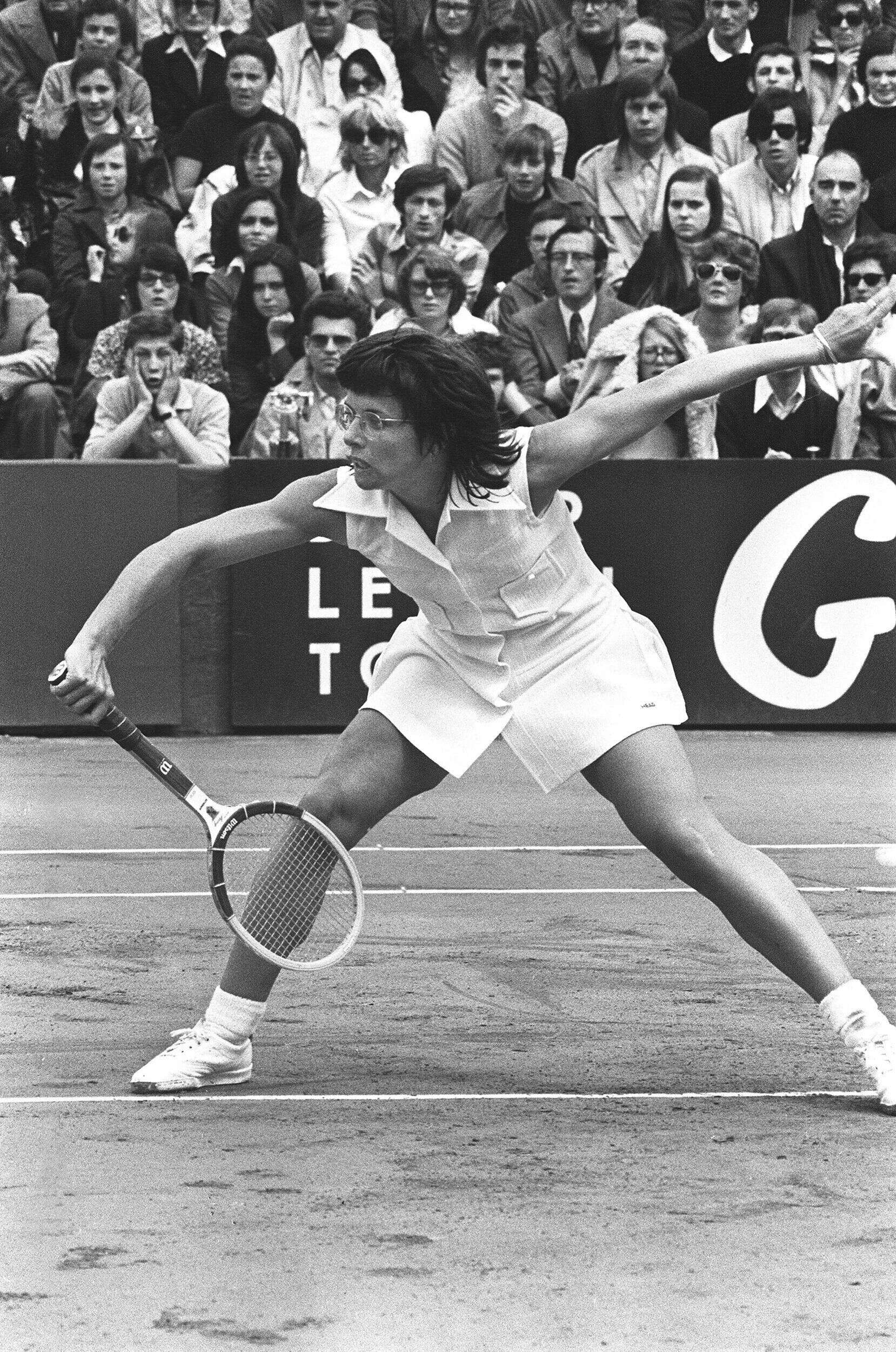 Billie Jean King, championne de tennis, ici le 4 juin 1972 lors du tournoi de Roland Garros à Paris