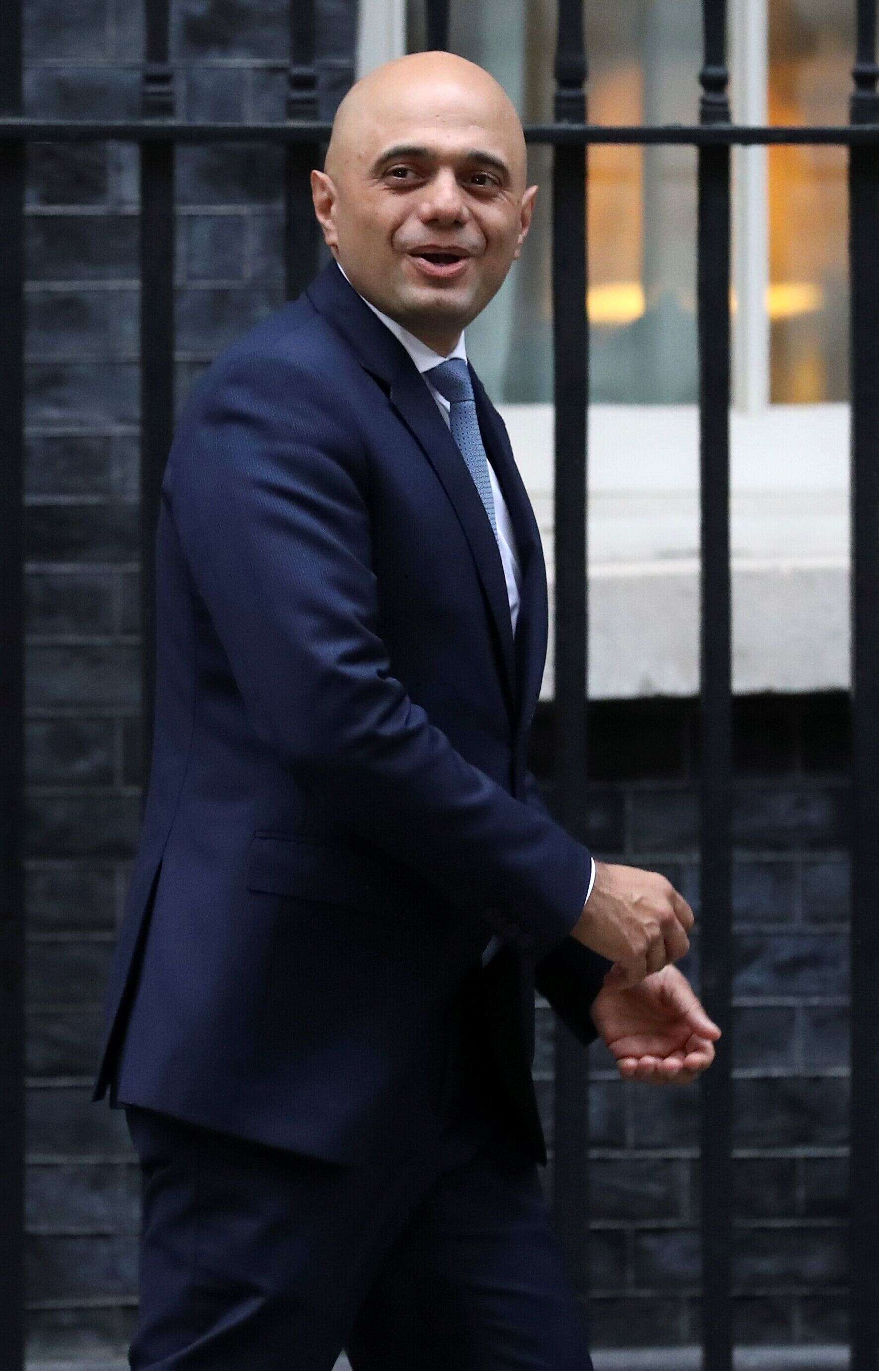 Sajid Javid quittant Downing Street le 8 janvier 2018