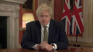 Boris Johnson, ici lors d'un discours télévisé à la nation depuis le 10 Downing Street à Londres, le 4 janvier 2021.
