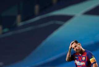 Lionel Messi lors de la défaite de son club face au Bayern Múnich en Ligue des Champion le 14 août dernier. (AP Foto/Manu Fernandez/Pool)