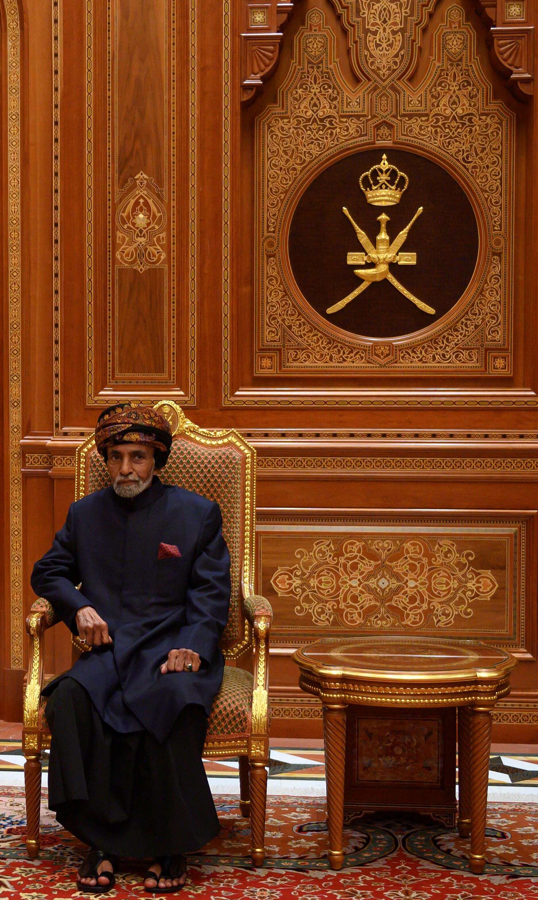 Le sultan d'Oman Qabous ben Saïd lors d'une réunion avec Mike Pompeo en janvier 2019 à Oman.