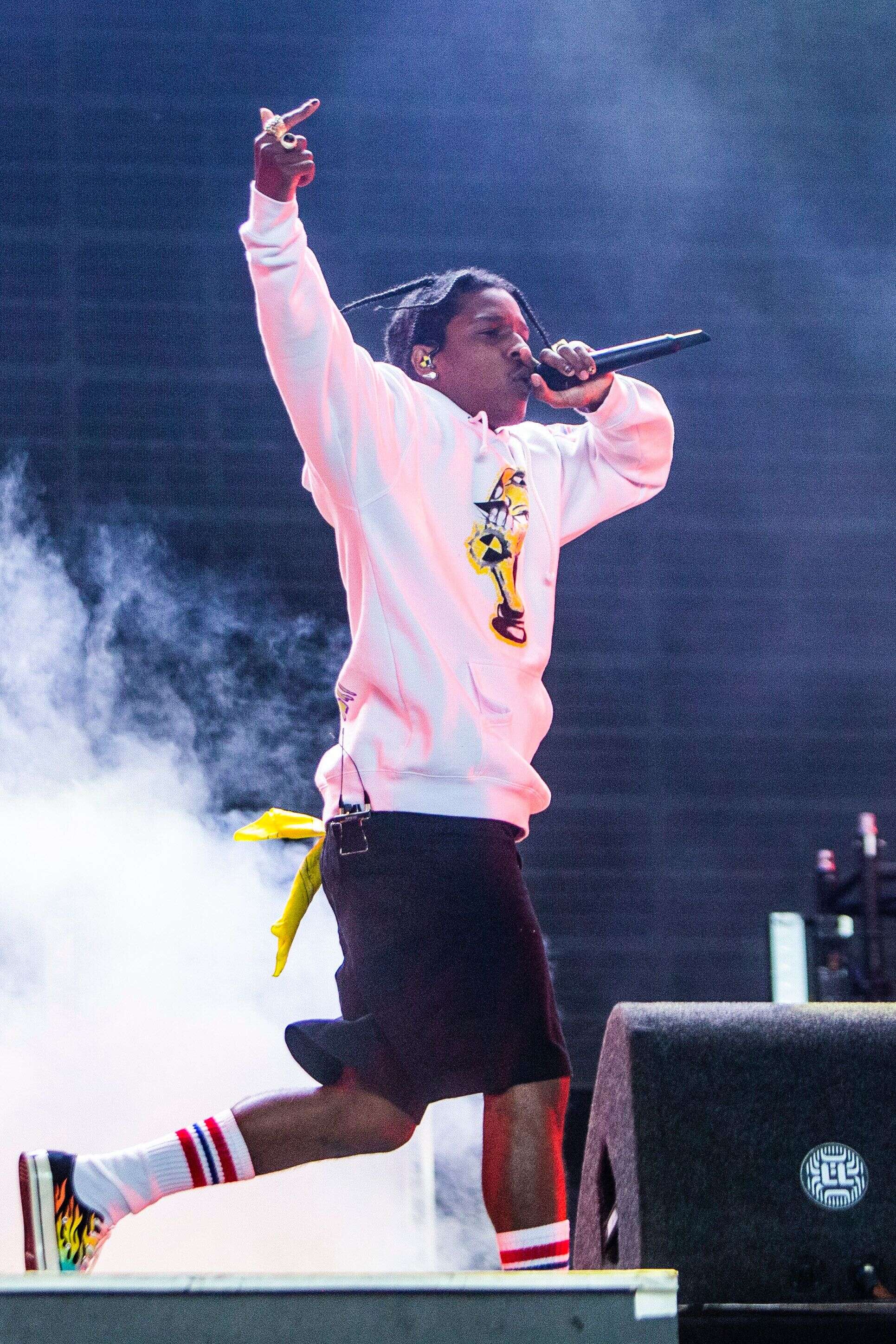 Le rappeur américain A$AP Rocky ici lors d'un festival aux Pays-Bas le 18 août 2019.