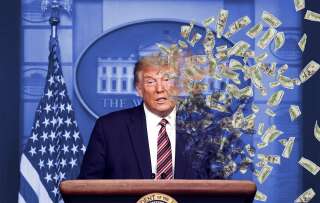 Les derniers jours du mandat de Donald Trump lui auront coûté une fortune (illustration Maxime Bourdeau/Le HuffPost avec Reuters)