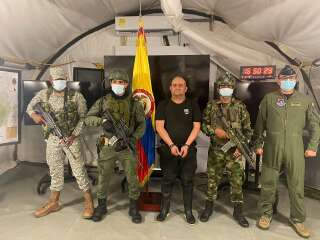 (Photo de la capture de 'Otoniel' le 23 octobre 2021. Photo par service de presse de la présidence de Colombie, via AP)