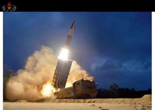 Image d'un test de lancement d'un missile en Corée du Nord en août 2019.