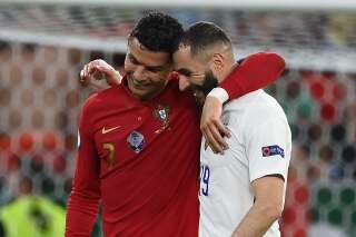 Cristiano Ronaldo et Karim Benzema lors de France-Portugal, à Budapest en Hongrie, le 23 juin 2021.