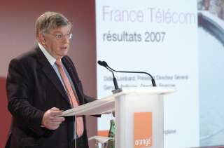 Didier Lombard, directeur général de France Télécom, lors de la présentation des résultats annuels 2007, le 6 février 2018, à Paris.