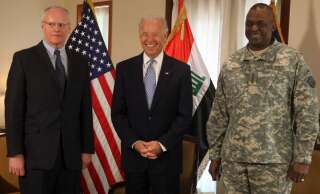 Biden choisit Lloyd Austin comme ministre de la Défense (photo du 12 janvier 2011 à Bagdad, photo AHMAD AL-RUBAYE / AFP)
