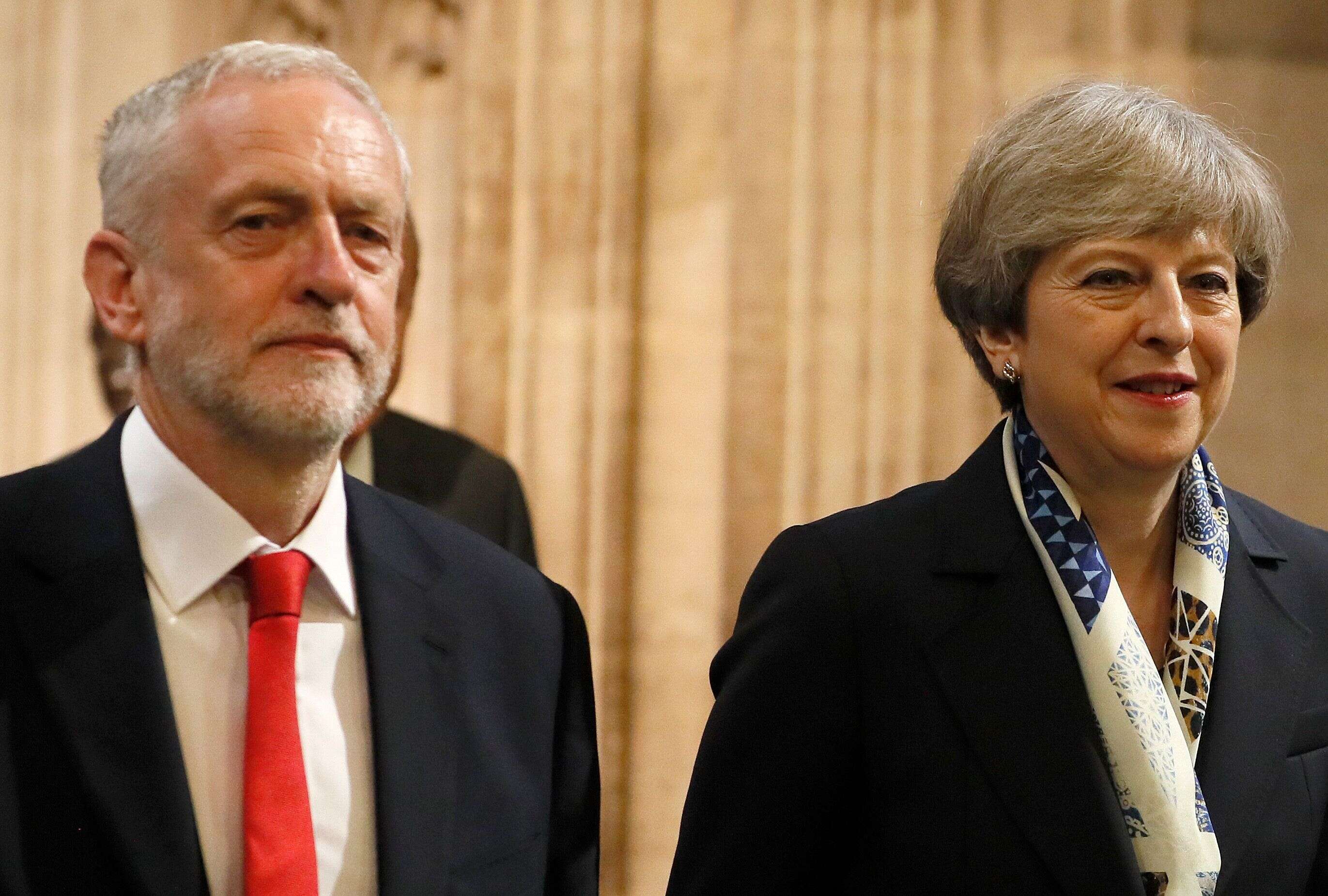 Jeremy Corbyn et Theresa May après le discours de la reine, à Londres, en juin 2017