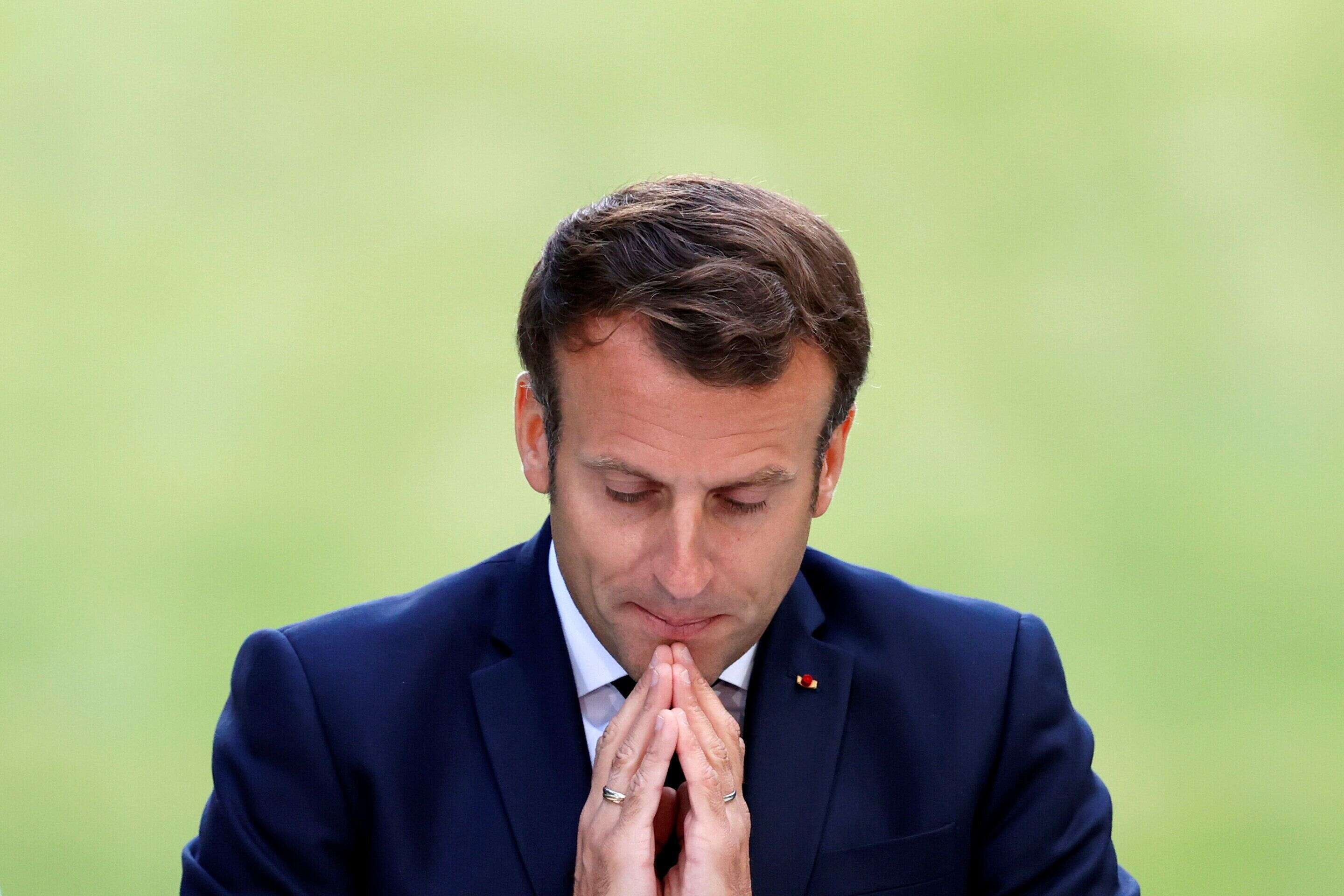 Emmanuel Macron reçoit les 150 membres de la Convention climat à l'Élysée, le 29 juin 2020.