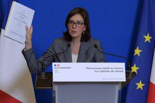 Amélie de Montchalin, ministre de la Transformation et de la Fonction publique lors de la conférence de presse sur l'utilisation par le gouvernement français de consultants en gestion coûteux