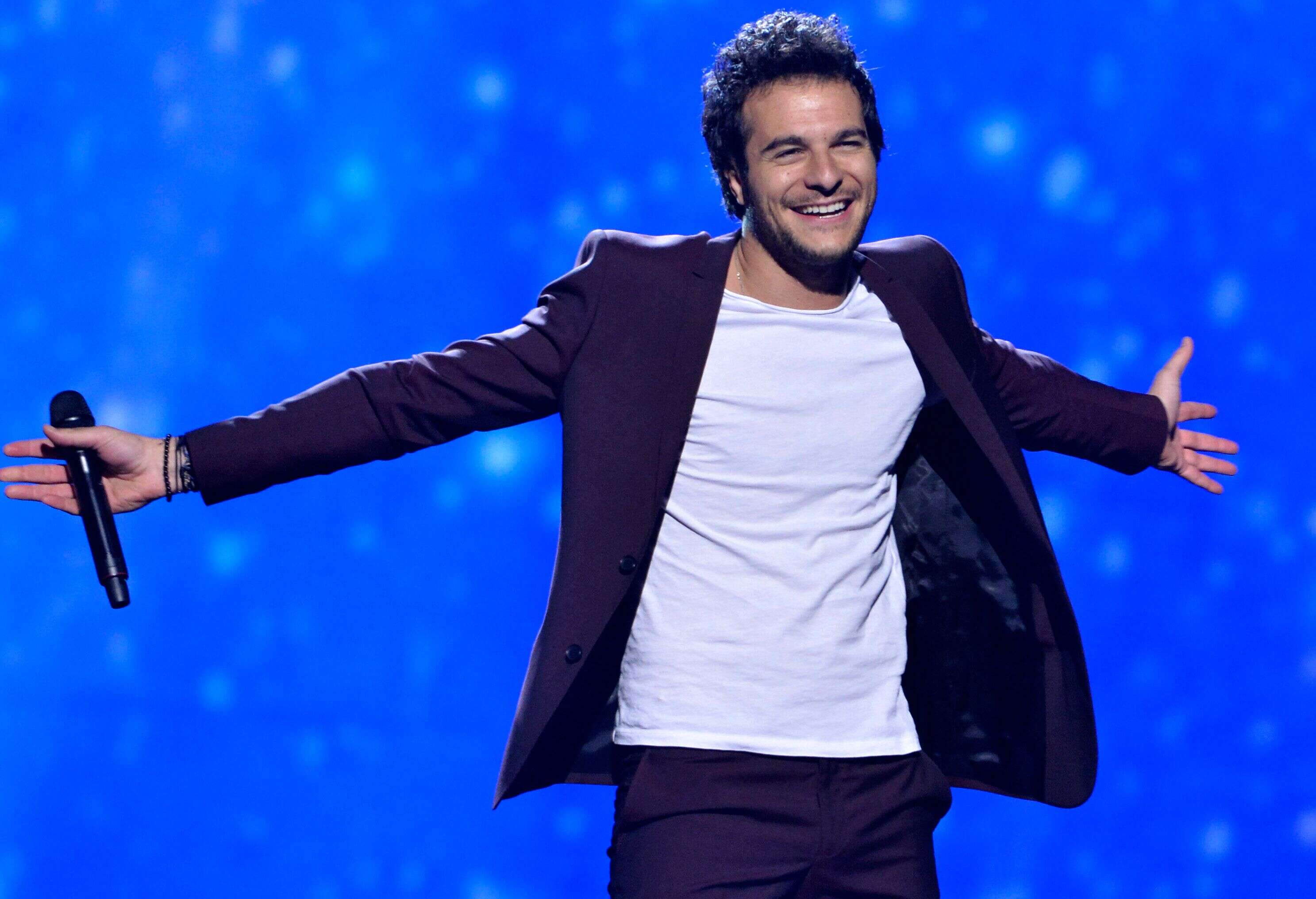 Amir lors de l'Eurovision à Stockholm, en Suède, le 8 mai 2016.