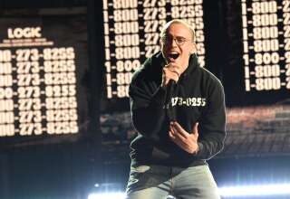 NEW YORK, NY - JANUARY 28:  Recording artist Logic performs onstage during the 60th Annual GRAMMY Awards at Madison Square Garden on January 28, 2018 in New York City.  (Photo by Kevin Mazur/Getty Images for NARAS)