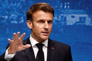 Emmanuel Macron s'exprimant à l'issue du G7, le 28 juin 2022