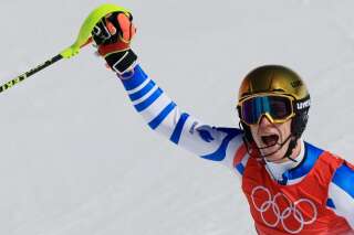 Clément Noël est devenu à 24 ans champion olympique de slalom mercredi à Yanqing,. REUTERS/Wolfgang Rattay