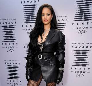 Rihanna, ici le 1er octobre 2020, avant la conférence de presse pour son défilé de lingerie Savage x Fenty.
