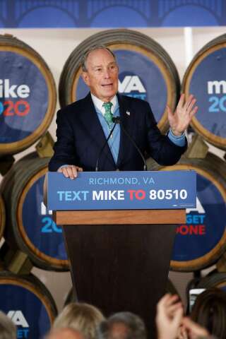 Le candidat démocrate Mike Bloomberg lors d'un discours de campagne le 15 février à Richmond en Viriginie.