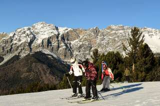 Des skieurs à Bormio, dans les Alpes italiennes, en décembre 2018