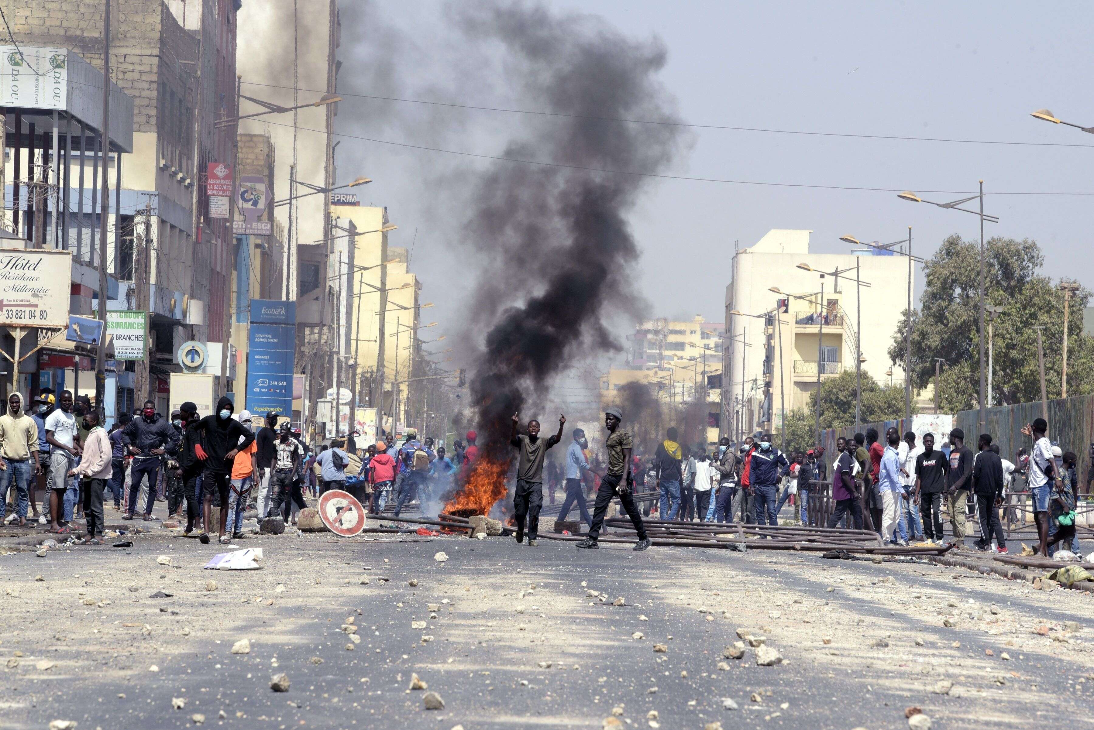 Tensions à Dakar le 5 mars 2021, après l'arrestation d’Ousmane Sonko