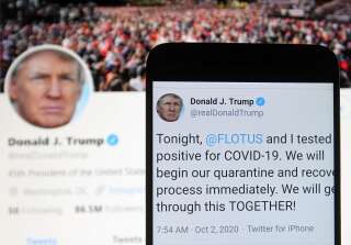 Donald Trump a annoncé sur Twitter que lui et Melania Trump ont été testés positifs au covid-19. (Photo Illustration Pavlo Gonchar/SOPA Images/LightRocket via Getty Images)