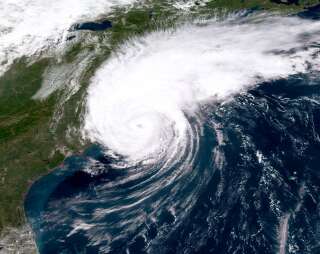 Image satellite de l'ouragan Dorian au-dessus de la Caroline du Nord en septembre 2019. (Photo by NOAA via Getty Images)