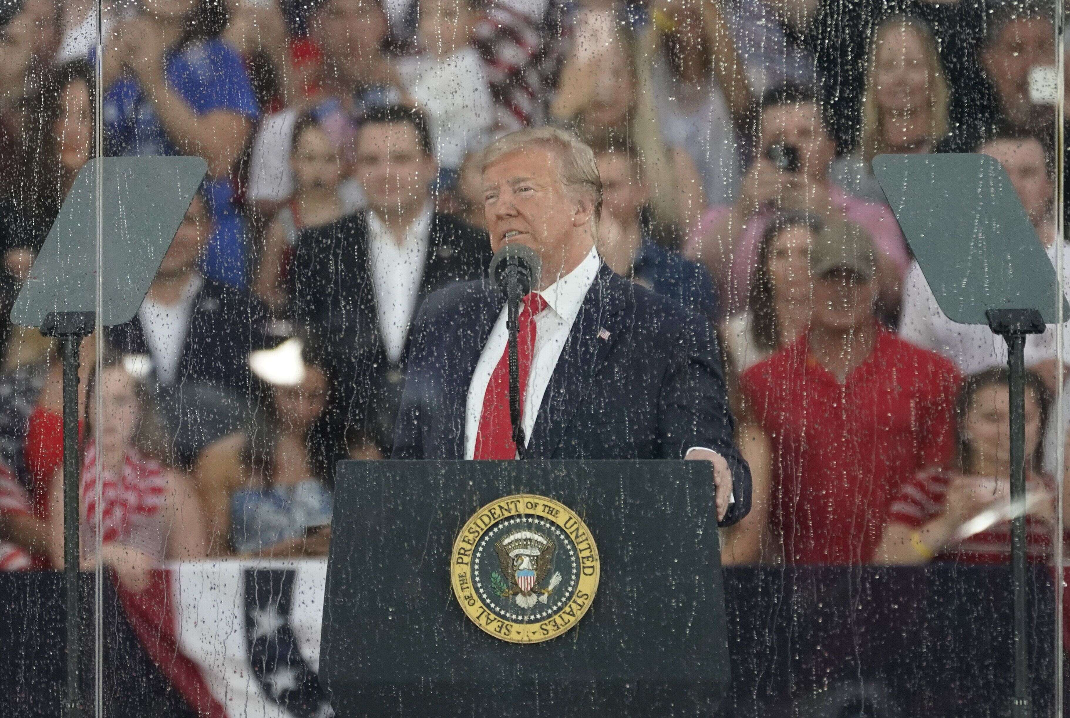 Donald Trump devant le Lincoln Memorial de Washington ce 4 juillet pour la fête nationale américaine.