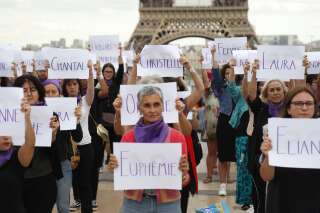 Un 101e féminicide comptabilisé à la veille du Grenelle (photo d'illustration prise le 1er septembre 2019 à Paris lors d'une manifestation pour dénoncer le 100ème féminicide de l'année)<a data-ved=