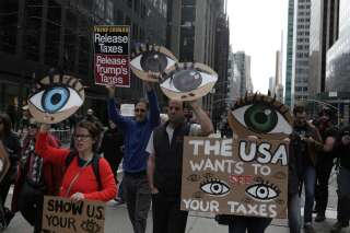 En avril 2017 à New York, des opposants de Donald Trump avaient manifesté pour exiger la publication de ses déclarations d'impôts.