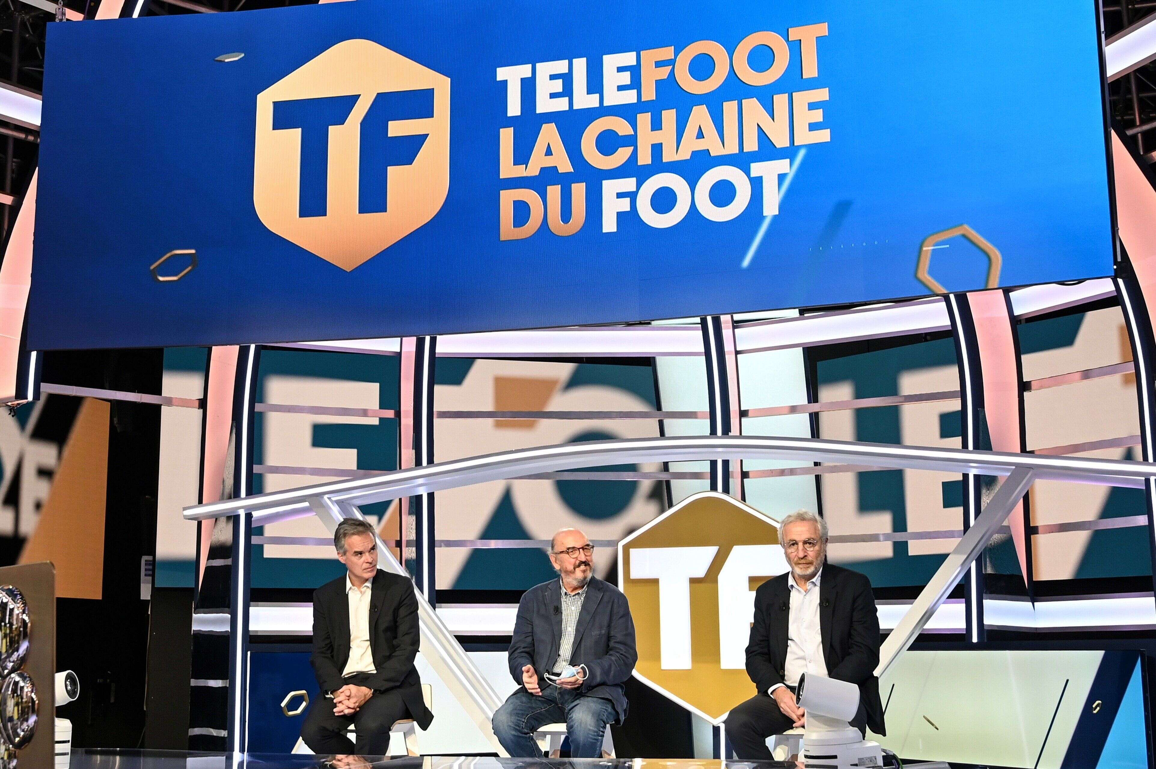 Les dirigeants de Mediapro présentant la chaîne Téléfoot lors d'une conférence de presse en août 2020.