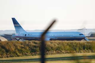 Le Boeing 767 qui devait emmener les premiers migrants vers le Rwanda, depuis Amesbury en Angleterre, le 14 juin 2022.