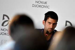 Novak Djokovic en conférence de presse à Belgrade le 26 juillet 2017
