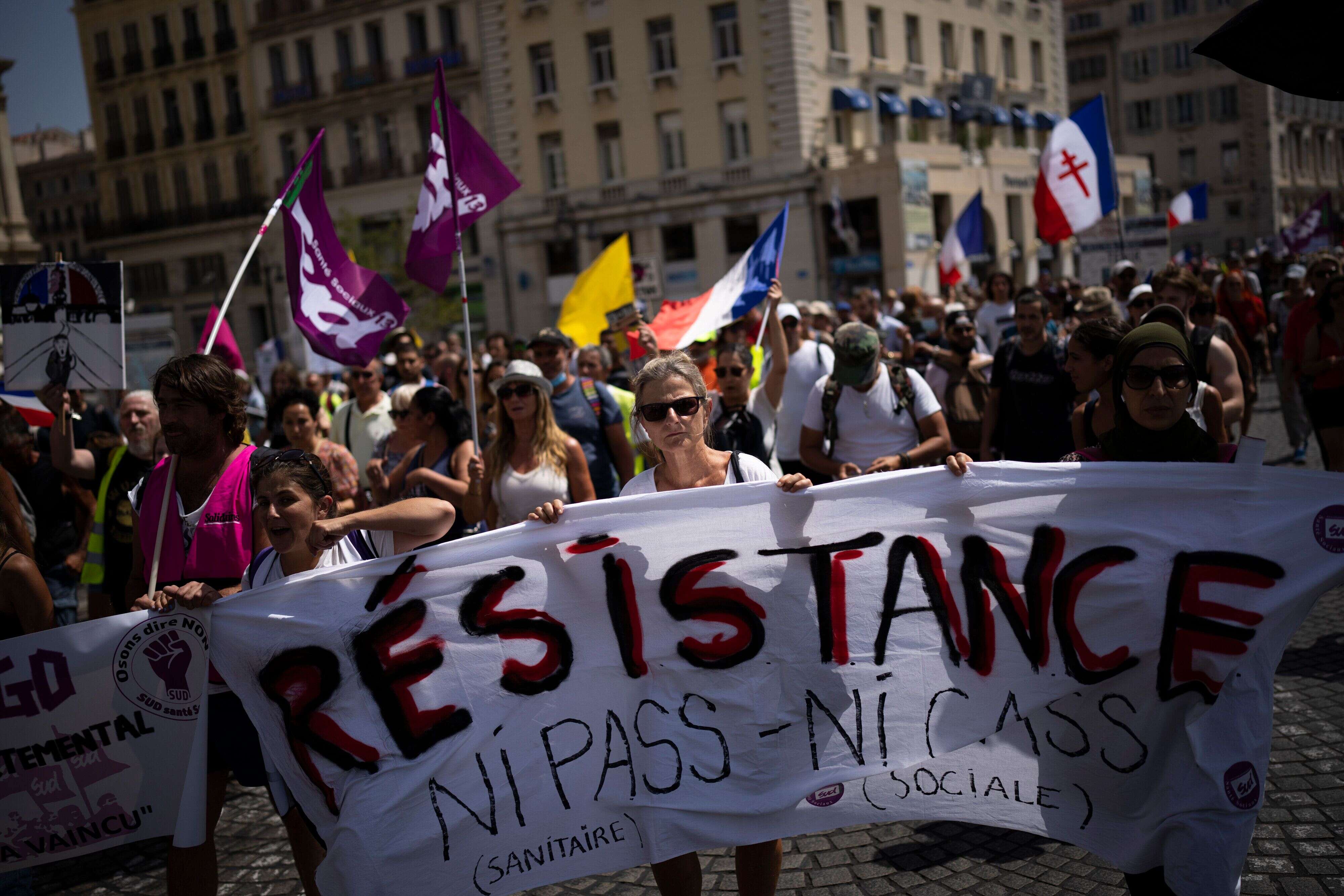 Une manifestation anti-pass sanitaire à Marseille, le 14 août 2021.