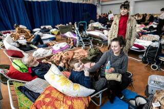 Des Ukrainiens réfugiés dans une école élémentaire de Lublin, en Pologne, le 1er mars.