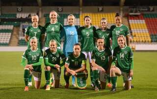 Les joueuses de l'équipe de football d'Irlande, lors d'une match qualificatif pour l'Euro féminin 2022 face à l'Allemagne le 1er décembre 2020