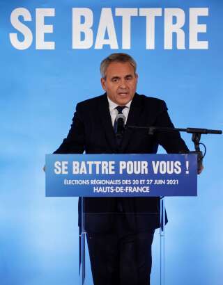 Xavier Bertrand lors d'un discours à Saint-Quentin dans l'Aisne le 27 juin.