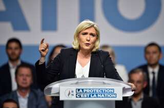 Marine Le Pen lors d'un meeting à Metz le 1er mai 2019.