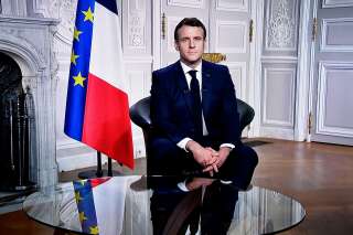 Emmanuel Macron lors de ses vœux à l'Elysée le 31 décembre 2020.