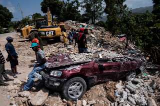 Photo d'illustration prise le 22 août dans la commune de Marceline, près des Cayes,troisième ville d'Haïti dévastée par le séisme du 14 août 2021.